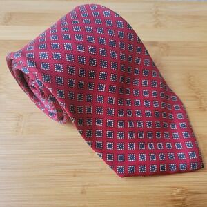 Hathaway Mens Formal Silk Necktie Red White & Blue Geometric Neck Tie 58.5"x3.5"